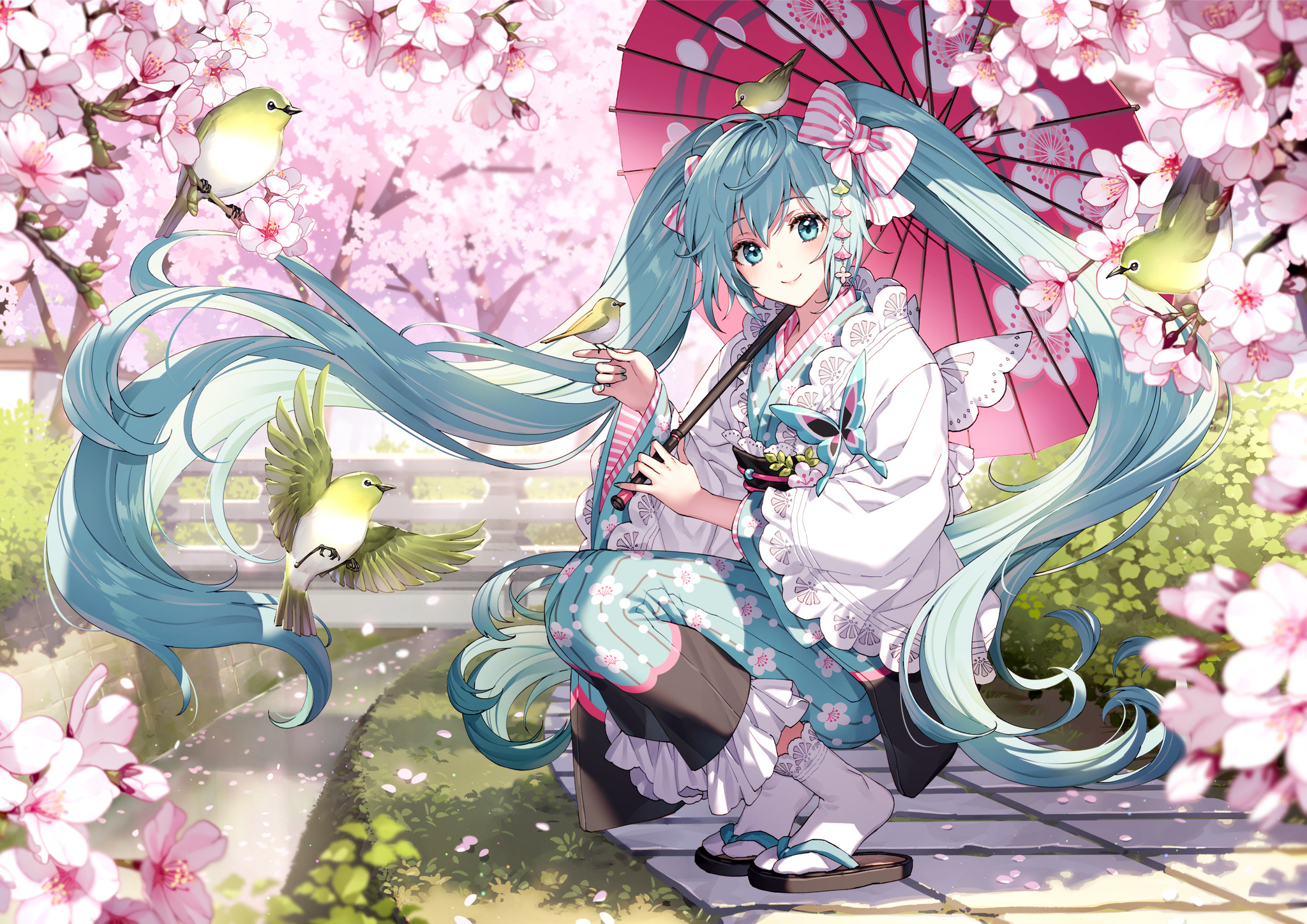 Nardack Vocaloid Hatsune Miku Japanese Clothes Umbrella Yande Re